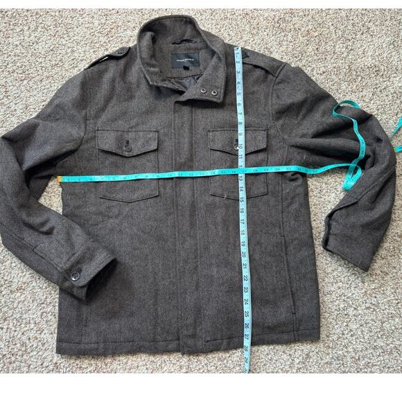 BANANA REPUBLIC Wool Tweed Men's Jacket/blazer/coat, size LG, gray/brown Shacket - Picture 4 of 13